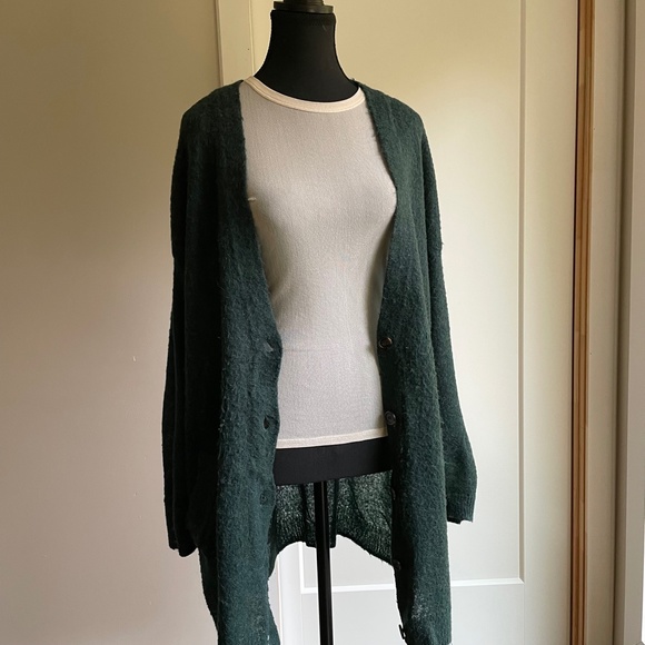 Grandpa Sweater Long Cardigan Green lightweight Selected Femme - Picture 8 of 13